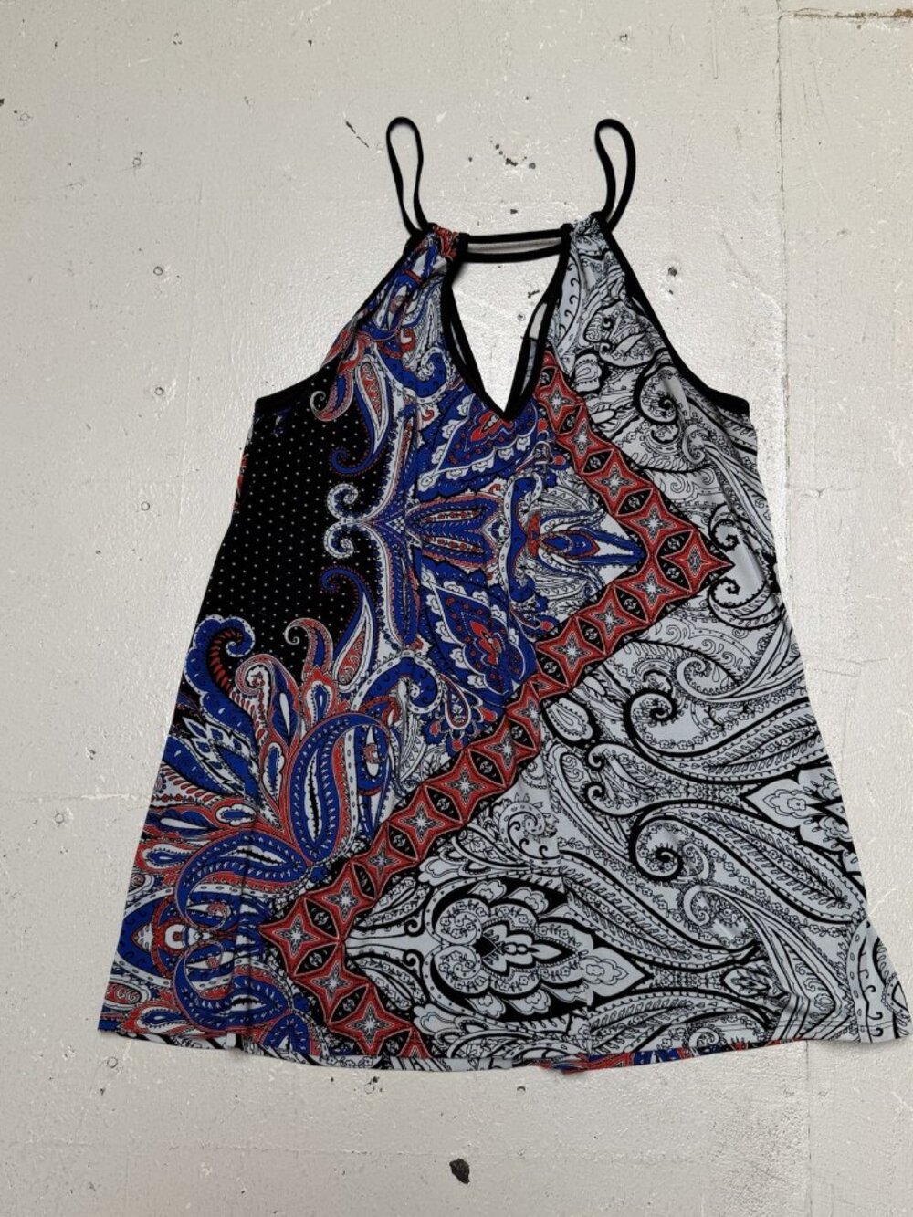 In Bloom Women Boho Halter Tank Top Size Large Psychedelic Stretchy Summer Beach